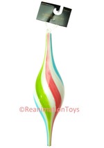 Robert Stanley Hand Blown Glass Retro Easter Candy Pastel Stripe Ornament New - £31.31 GBP