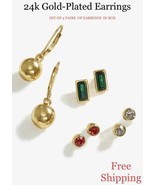 24k Gold Plated Earrings Fine Fashion Jewelry Set / Aretes Buena Calidad... - $786.11 MXN