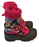 Girls Itasca Thermolite Insulated Black Pink Fur Trimmed Peace Sign Boot... - $25.71 CAD