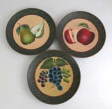 Vintage Home Interiors Set of 3 Fruit Plates Grapes Pears &amp; Apples 8.25&quot; - £22.93 GBP