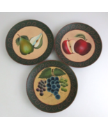 Vintage Home Interiors Set of 3 Fruit Plates Grapes Pears &amp; Apples 8.25&quot; - £22.82 GBP