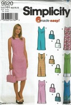 Simplicity Sewing Pattern 9620 Summer Sleeveless Dress Purse Bag Sz 6-12 - £7.52 GBP