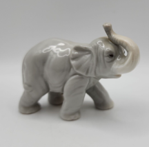 Vintage George Good Miniature Porcelain Trunk Up Elephant Figurine - $14.50