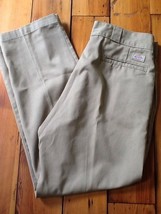 Dickies Men&#39;s Flat Front Khaki Chinos Work Pants 36x30 36 - $29.69