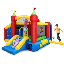 Inflatable Bounce House Kids Slide Jumping Castle with Ball Pit and Dart Board - £261.28 GBP