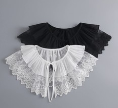 Off White, Black / Fake Lace Collar / Chiffon Collar / Removable Fake Collar B13 - £9.13 GBP