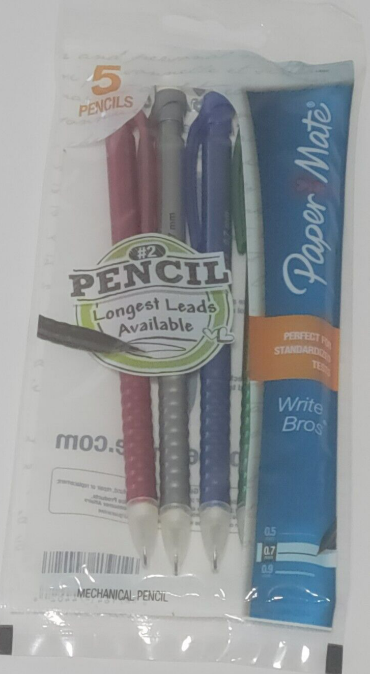Papermate 2012 Mechanical Pencils 0.7mm HB # 2 Pack of 5 Multi-Color New - $6.79