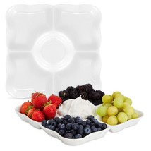 Set Of 2 Divided Serving Platters 5-Compartment Porcelain Tray 9.5X9.5X1 In - £35.86 GBP