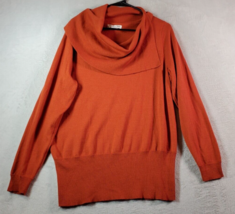 Susan Bristol Sweater Womens 1X Orange Knit Wool Long Sleeve Cowl Neck Pullover - £16.71 GBP