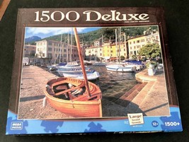 MEGA Puzzles 1500 Deluxe Large Puzzle The Harbor At Gargnano 2009 - $8.30