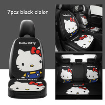 Hello Kitty Cartoon Car Seat Covers Set Universal Car Interior Black Summer 7pcs - £110.08 GBP