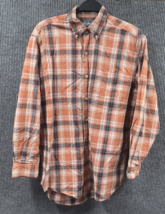 VTG Old College Inn Shirt Mens Medium Orange Plaid Long Sleeve Cotton In... - £19.54 GBP