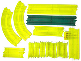 12pc TYCO TOYS Prototype HO Slot Car Track Translucent Yellow &amp;Blue Neon... - £103.90 GBP