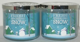 Bath &amp; Body Works 3-wick Scented Candle Lot Set Of 2 Fresh Sparkling Snow - £44.81 GBP
