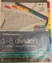 OD Brand Table Of Contents Customizable Index With Preprinted Tabs 1-8 6... - $29.57