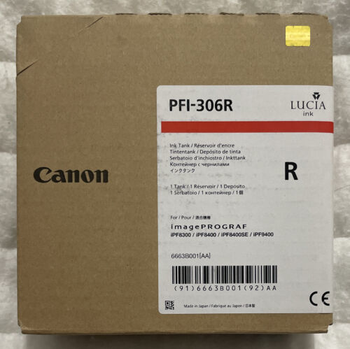 Canon PFI-306R Red Ink 6663B001 For iPF8300 8400 9400 Genuine Factory Sealed Box - £85.94 GBP