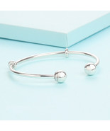 925 Sterling Silver Smooth Open Bangle Signature Ball Bangle Bracelet - €24,87 EUR