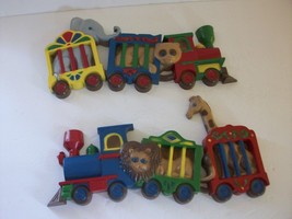 Nursery Decor Circus Train Wall Plaques Vintage 1991 Burwood Products Se... - $11.88