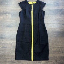 Tahari Arthur S. Levine Black Yellow Mod 60s Style Sheath Dress Knee Length 8 - £15.10 GBP