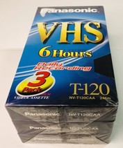 Panasonic 6 Hrs Standard Premium Blank VHS 3 Pack Sealed T-120 - £10.08 GBP