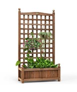 Solid Wood Farmhouse Garden Planter Box with 48-inch High Trellis - $257.50 CAD