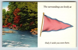 Flag Postcard The Surroundings Are Lovely At Only I Wish You Were Here L... - $13.30