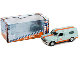 1968 Chevrolet C-10 Pickup Truck Light Blue w Orange Stripes w Camper Sh... - £34.10 GBP