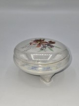 Vintage White Porcelain Pearlescent Round Floral Trinket Dish - £14.54 GBP