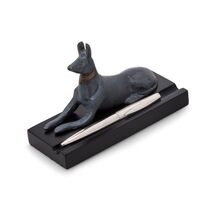 Bey Berk Egyptian Dog Pen Holder with Blue Patina Finish on Black Wood Base - $49.95