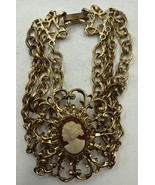 Celebrity NY Gold Tone Cameo Bracelet – Intricate Filigree Designer New ... - $526.63 MXN