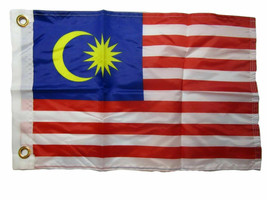 12X18 12&quot;X18&quot; Malaysia Country 100% Polyester Motorcycle Boat Flag Grommets - £13.58 GBP