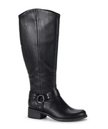 New Frye Womens Edelle Stacked Heel Black Faux Leather Riding Boots 7M F... - $128.61 CAD