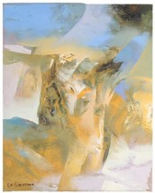 Senza Titolo (Abstract IN Oliva,Blu ,Arancione) Di Eduard Grossman Olio su Tela - £3,305.23 GBP