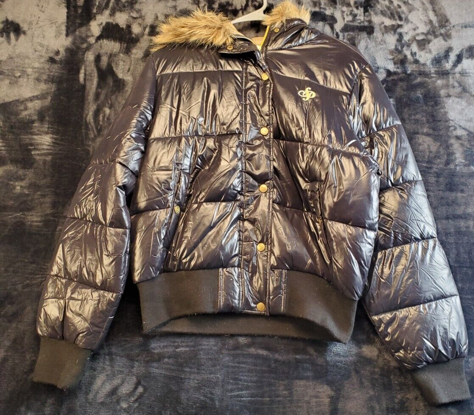 Southpole Jackets Girls XL Black 100% Nylon Long Sleeve Pockets Hooded Full Zip - $33.18