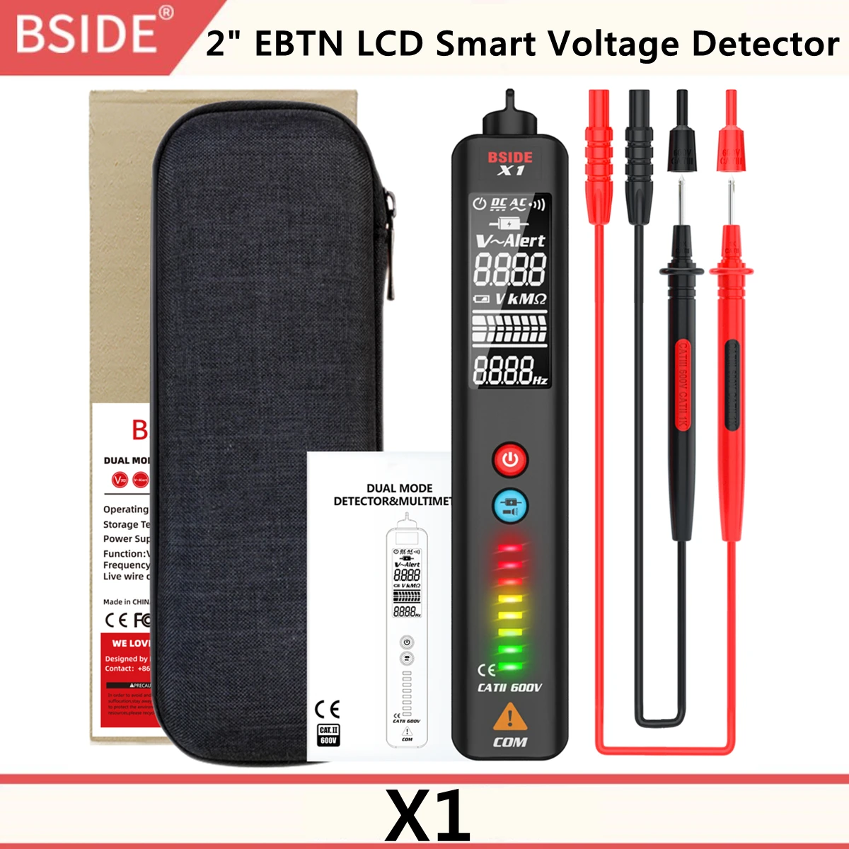 BSIDE Voltage Tester EBTN LCD 3-Line Display Voltage Non-contact AC Pen ... - $283.37