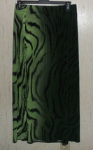 New Womens Susan Graver Green &amp; Black Zebra Print Long Knit Skirt Size M Usa - £26.34 GBP