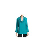 New Womens Josie Natori M Aqua Blue Teal NWT $395 Cupro Tunic Top Layere... - £313.34 GBP