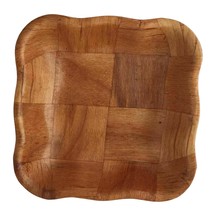 Woven Wood Scalloped Edge Square Salad Bowl Replacement 6.5” - £9.55 GBP