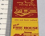 Matchbook Cover Old Fire House Drive-In &amp; Restaurant  Pensacola, FL gmg ... - £9.74 GBP