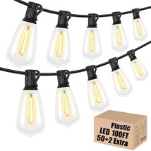 100FT Outdoor String Lights with 52 Shatterproof ST38 Vintage Edison Bulbs,Water - £44.39 GBP