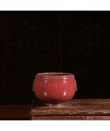 Jun Porcelain Red Kiln Glaze Tea Cup - Handmade Animal Head Decor Tea Ve... - €858,73 EUR