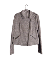 Maurices Moto Jacket Gray Space Dye Long Sleeve Zippered Pockets Knit Large - £17.36 GBP