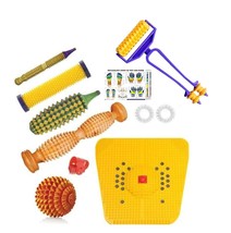 Acupressure Wooden Full Body Massager Tool Kit Combo with Power Mat Set 8 Pcs - £16.56 GBP