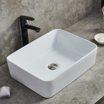 19&quot;X15&quot; Bathroom Sink Modern White Rectangular Ceramic Countertop Bathroom - $90.94