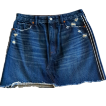 Abercrombie &amp; Fitch Zoe A-Line Darker Wash Distressed Mini Jean Skirt Si... - £20.09 GBP