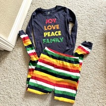 Kids&#39; Striped 100% Cotton Tight Fit Pajama Set Children’s Place Sz 14 Peace Joy - $12.86