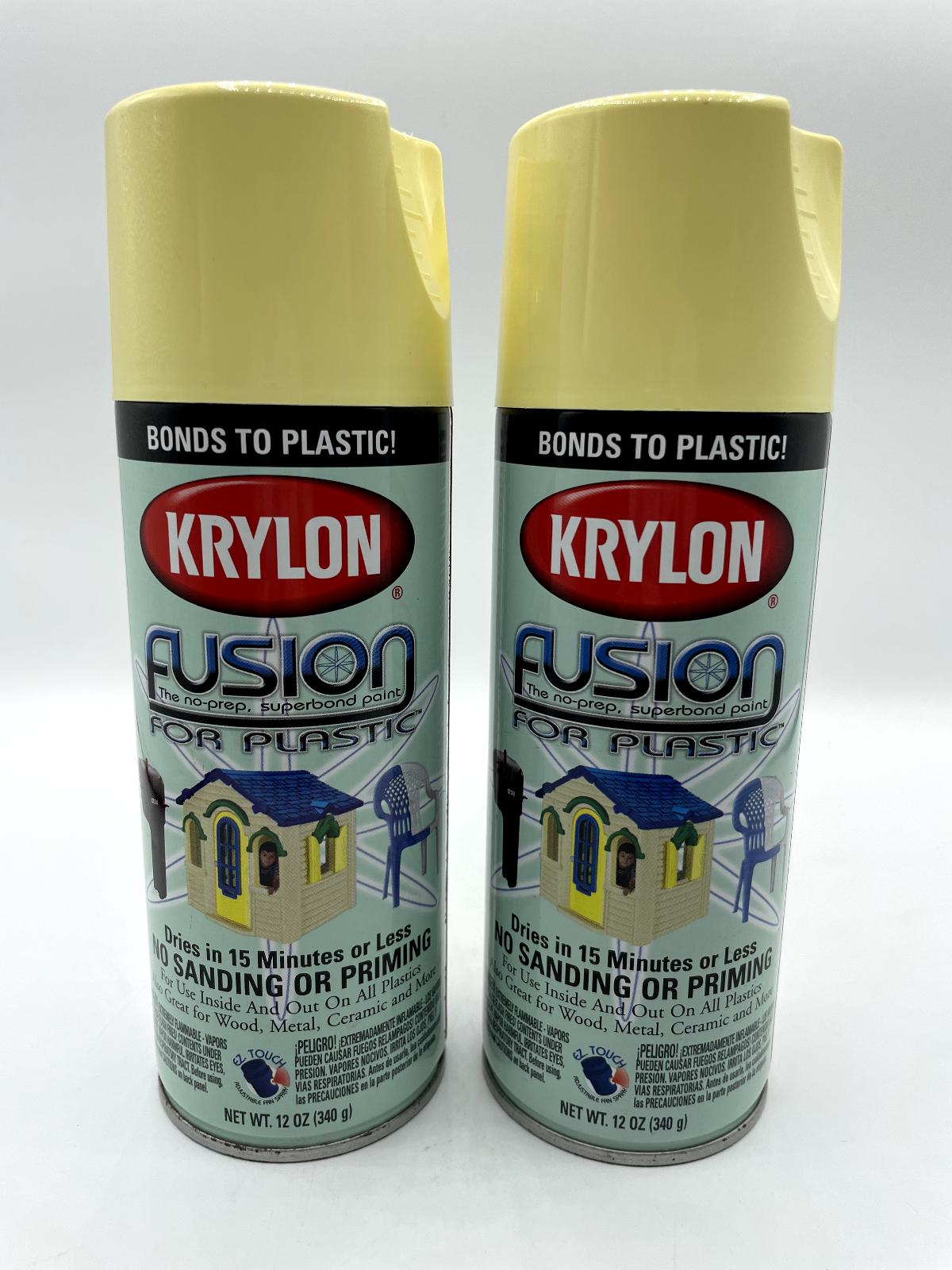 2 Krylon Fusion For Plastic Spray Paint 2334 Buttercream 12 oz Discontin... - $35.52