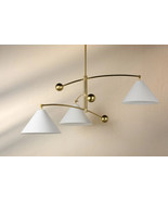 1950s Mid Century Antique 3 Light Brass Chandelier Light Sputnik Pendant... - $488.93