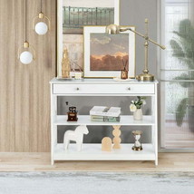 Console Table 3-Tier with Drawer and Storage Shelves-White - £108.81 GBP