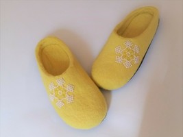 Wool slippers for women US 9 * Handmade house shoes * Beaded snowflakes - £29.42 GBP
